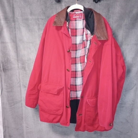 Vintage Marlboro Red Jacket w Zip Out Vest and Leather Accents Size Large - Picture 2 of 9